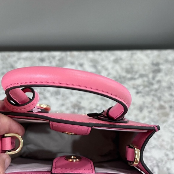 Pink MK Leather Mini Purse with handles and attachable shoulder strap - Picture 4 of 5